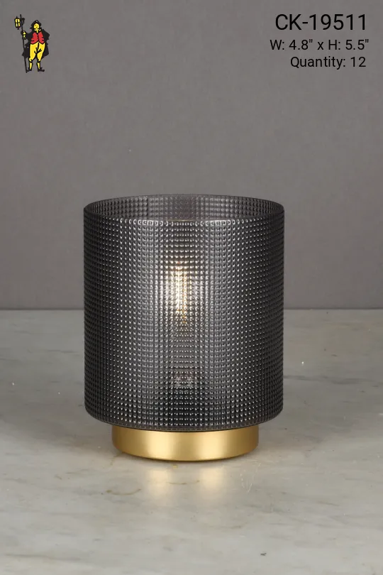 Ribbed Plastic Modern Battery Operated/LED Cafe Table Lamp