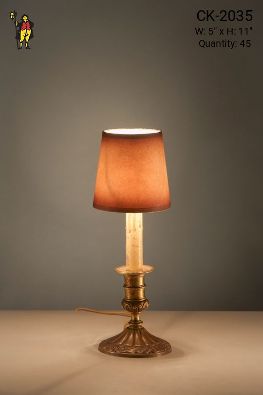 Candle Based Plug In Cafe Table Lamp w/Parchment Shade