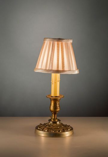 Antique Brass Candle Based Plug In Cafe Table Lamp