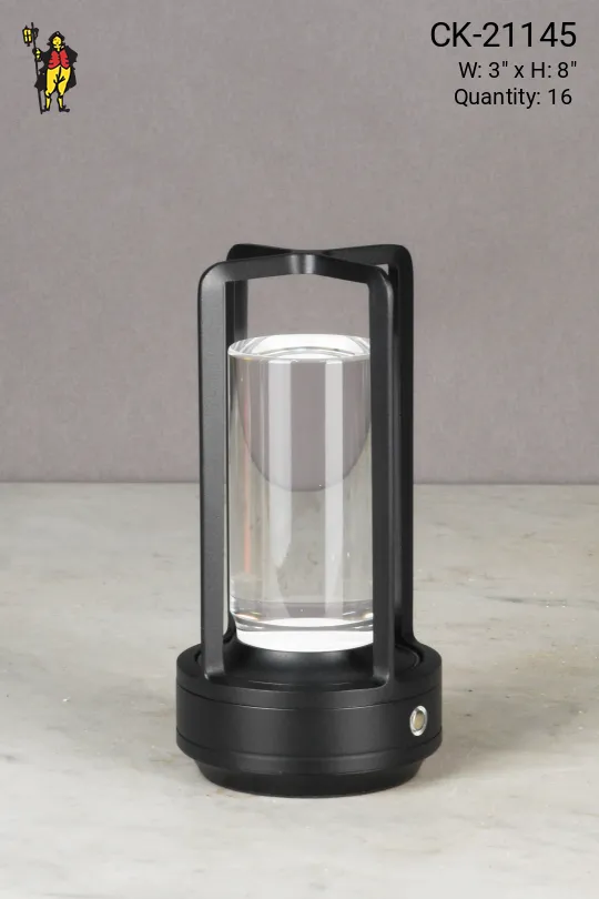 Black Battery Operated/LED Modern Cafe Table Lamp