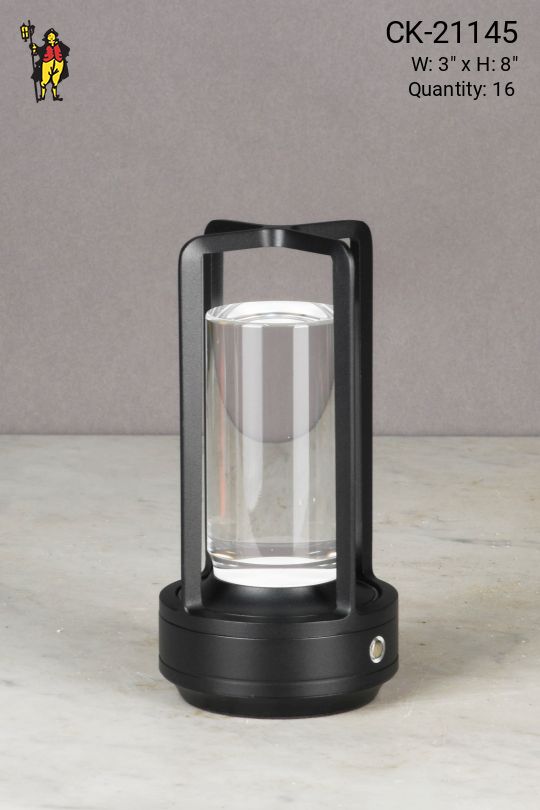 Black Battery Operated/LED Modern Cafe Table Lamp
