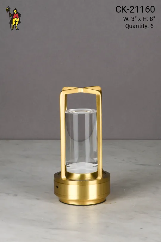 Brass Battery Operated/LED Modern Cafe Table Lamp