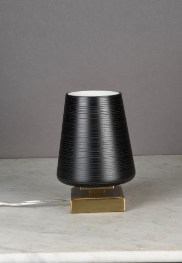Modern Brass & Glass Plug In Cafe Table Lamp