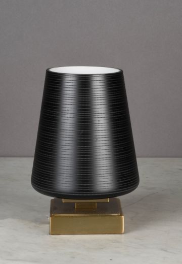 Modern Brass & Glass Plug In Cafe Table Lamp - Edison