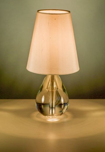 Clear Glass Cafe Table Lamp w/Off White Shade