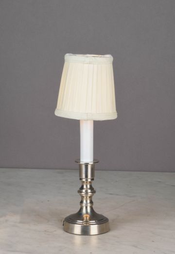 Traditional Nickel Plug In Cafe Table Lamp - Candelabra