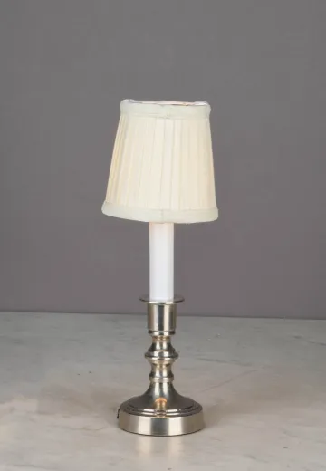 Traditional Nickel Plug In Cafe Table Lamp - Candelabra