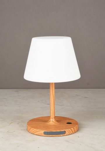 Modern Wood Finish Dimmable Battery Operated/LED Cafe Table Lamp