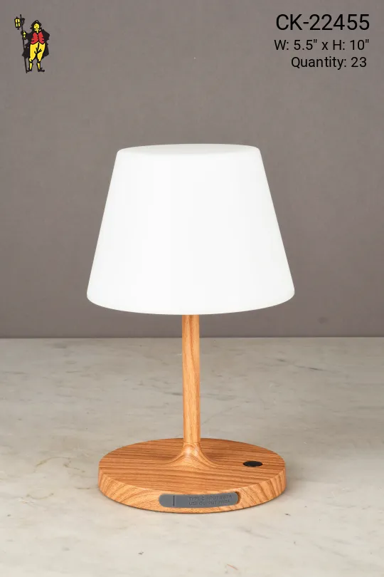 Modern Wood Finish Dimmable Battery Operated/LED Cafe Table Lamp