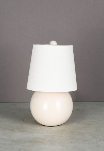 Off White Plug In Cafe Table Lamp w/White Fabric Shade