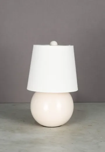 Off White Plug In Cafe Table Lamp w/White Fabric Shade