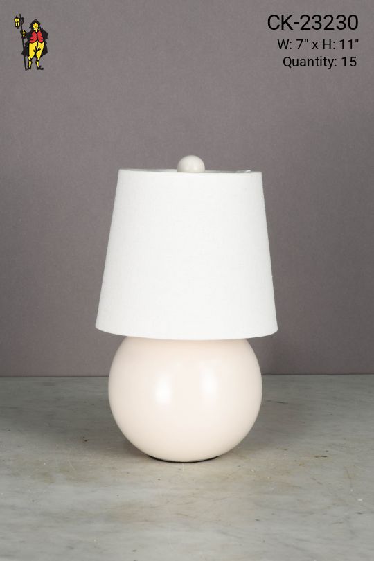 Off White Plug In Cafe Table Lamp w/White Fabric Shade