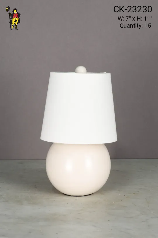Off White Plug In Cafe Table Lamp w/White Fabric Shade