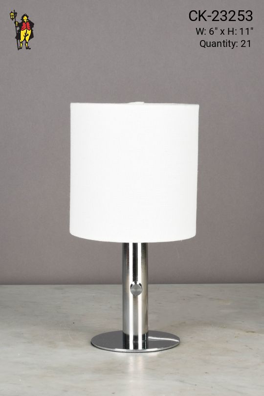 Nickel Battery Operated/LED Fabric Shaded Cafe Table Lamp
