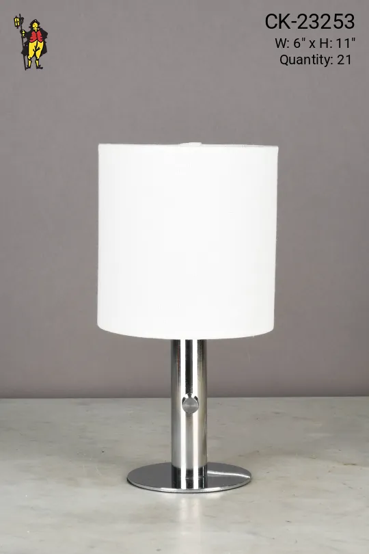 Nickel Battery Operated/LED Fabric Shaded Cafe Table Lamp