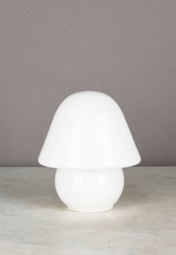 White Glass Battery Operated/LED Cafe Table Lamp