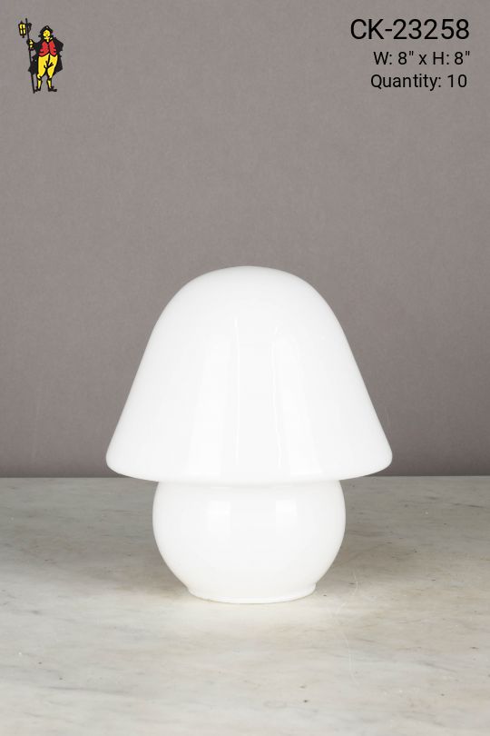 White Glass Battery Operated/LED Cafe Table Lamp