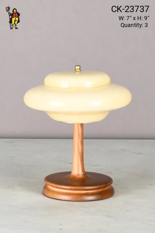 Wooden & Glass Cafe Table Lamp (Wireless/Rechargeable)