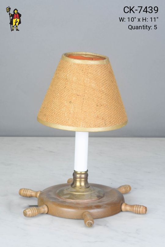 Ship Wheel Plug In Cafe Table Lamp