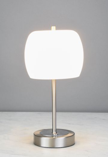 Dimmable Chrome Contemporary LED Plug In Cafe Table Lamp