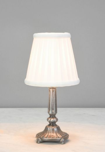 Footed Silver Column Cafe Table Lamp