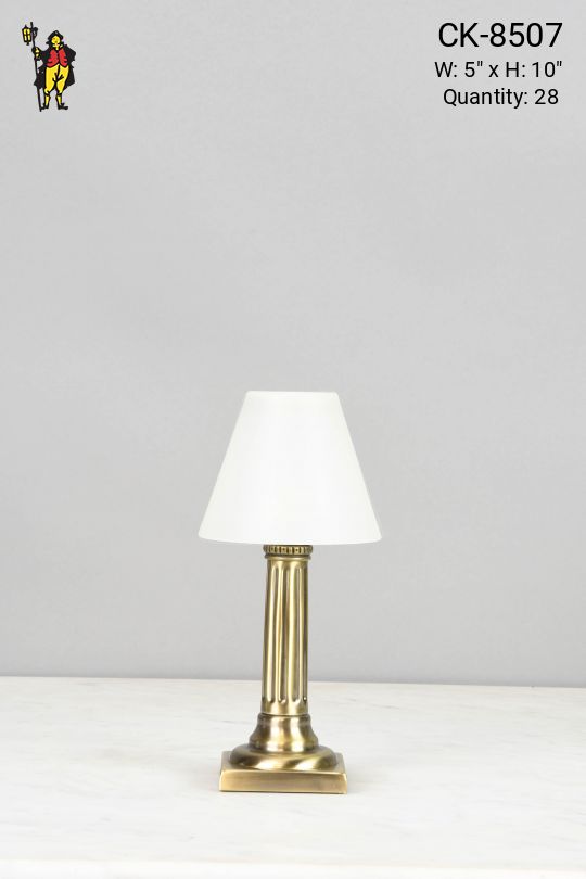 Brass Column Cafe Table Lamp (Wireless/Rechargeable)