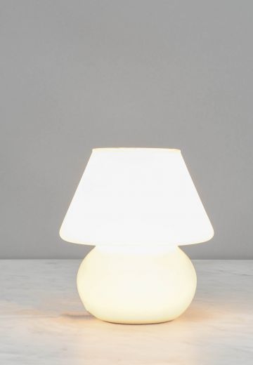 White Glass Plug In Cafe Table Lamp