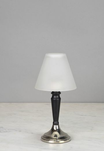 Black & Silver Cafe Table Lamp (Wireless/Rechargeable)