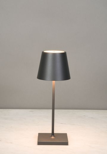 Dark Gray Powder Coated LED Cafe Table Lamp (Wireless/Rechargeable & Dimmable)