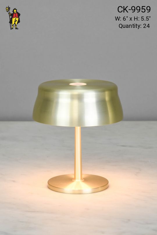 Short Polished Brass Rechargeable LED Cafe Table Lamps