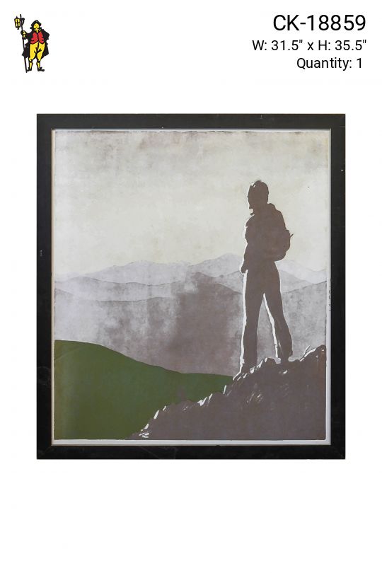 Framed Cleared Lithograph Illustration of Mountainous Landscape