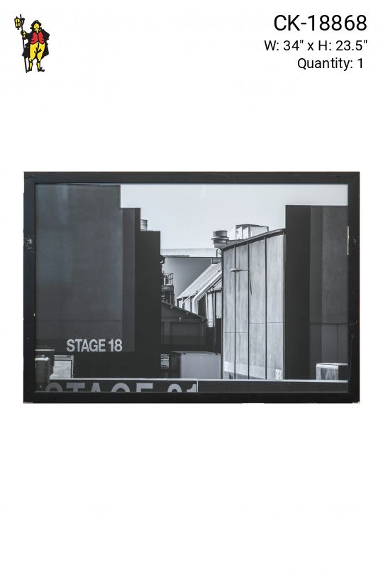 Framed Cleared Black & White Back Lot Photograph