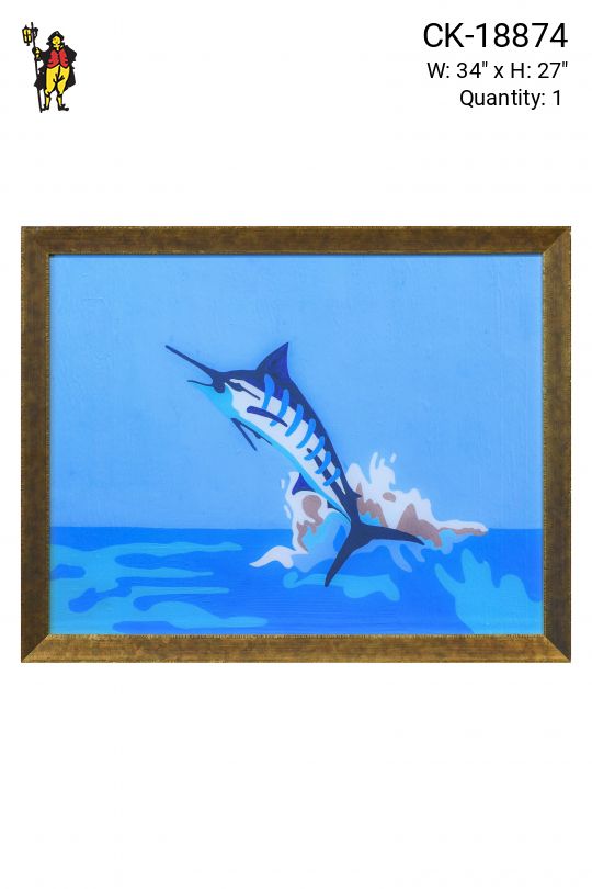 Wooden Framed Swordfish Painting