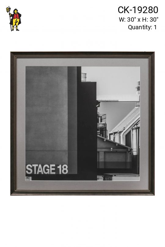 Framed Cleared Black & White Back Lot Photograph