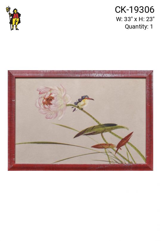 Framed Cleared Japanese Style Floral Illustration
