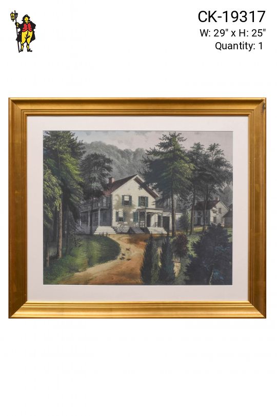 Gold Framed Cleared Folk Style Painting