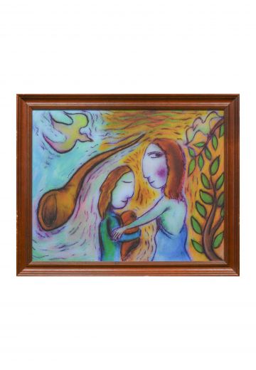 Framed Cleared Expressionist Two Figures Painting