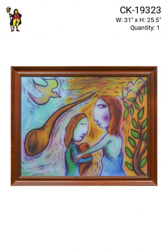 Framed Expressionist Two Figures Painting