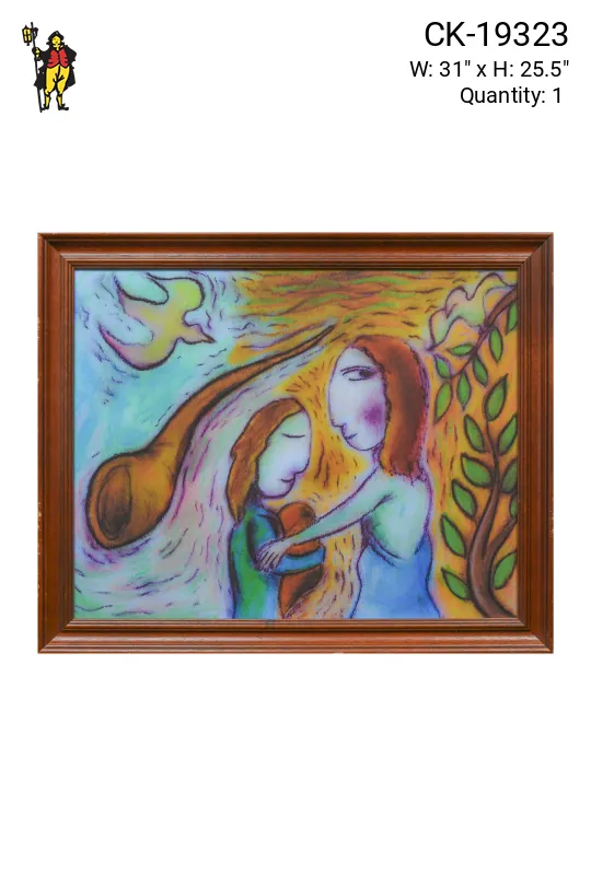 Framed Cleared Expressionist Two Figures Painting
