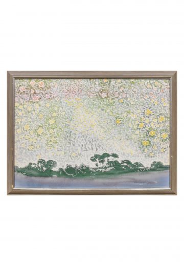 Framed Impressionist Landscape Watercolor