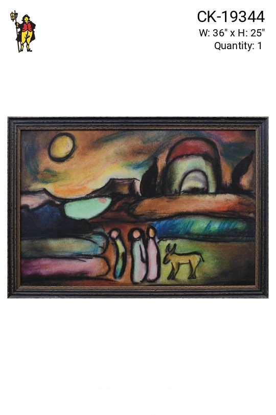 Framed Cleared Expressionist Pastel Figures in Landscape