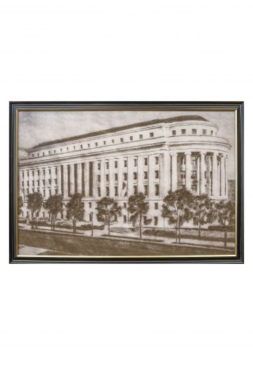 Framed Cleared Lithograph of Government Building - 2