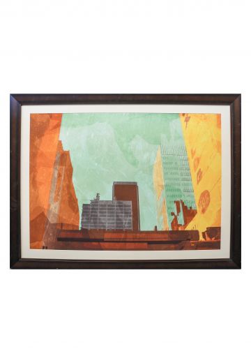 Framed Mixed Media Cityscape - 2