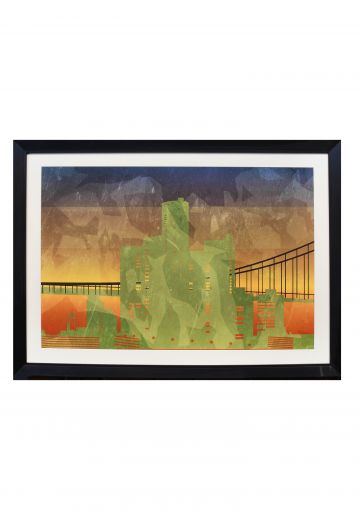 Framed Mixed Media Cityscape - 3