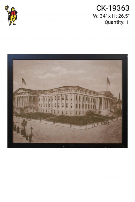 Framed Lithograph of Government Building - 3