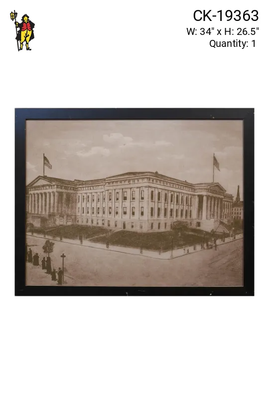 Framed Cleared Lithograph of Government Building - 3