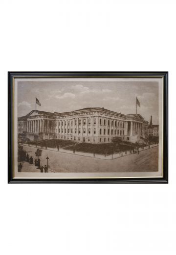 Framed Cleared Lithograph of Government Building - 4