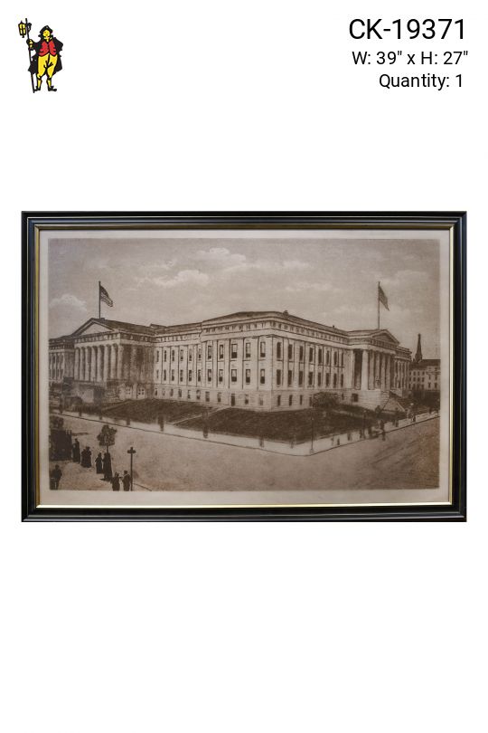Framed Cleared Lithograph of Government Building - 4