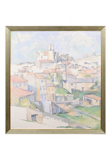 Framed Cleared Post Impressionist Village Painting