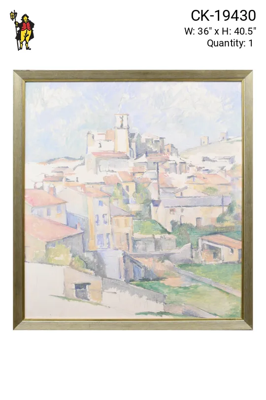 Framed Cleared Post Impressionist Village Painting